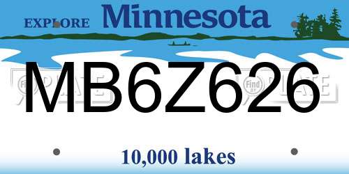 MB6Z626 Minnesota License Plate