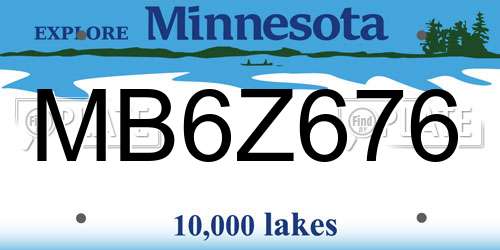 MB6Z676 Minnesota License Plate