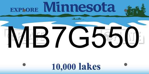 MB7G550 Minnesota License Plate