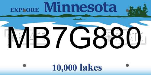 MB7G880 Minnesota License Plate