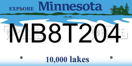 MB8T204 Minnesota License Plate