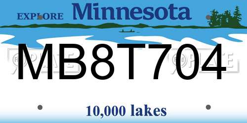 MB8T704 Minnesota License Plate