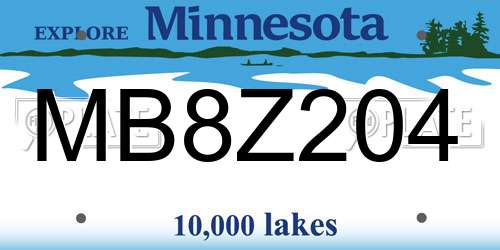 MB8Z204 Minnesota License Plate
