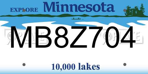 MB8Z704 Minnesota License Plate
