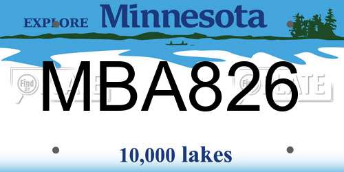 MBA826 Minnesota License Plate