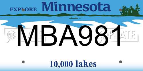 MBA981 Minnesota License Plate