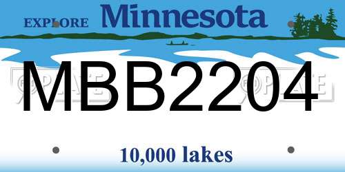 MBB2204 Minnesota License Plate