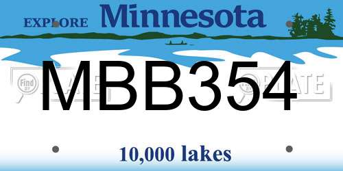 MBB354 Minnesota License Plate