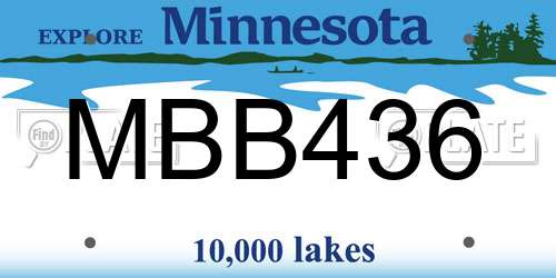 MBB436 Minnesota License Plate
