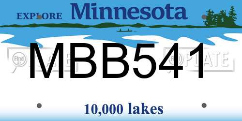 MBB541 Minnesota License Plate