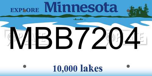 MBB7204 Minnesota License Plate
