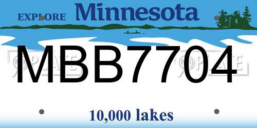 MBB7704 Minnesota License Plate