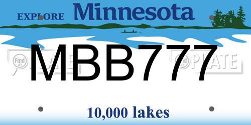 MBB777 Minnesota License Plate