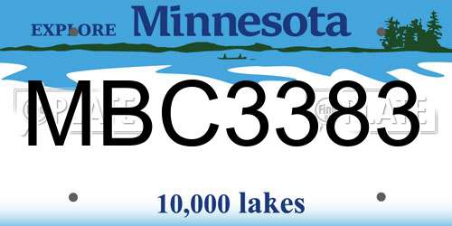 MBC3383 Minnesota License Plate