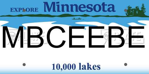 MBCEEBE Minnesota License Plate