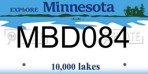 MBD084 Minnesota License Plate