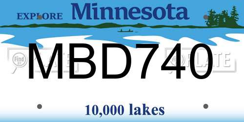 MBD740 Minnesota License Plate
