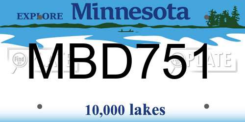 MBD751 Minnesota License Plate