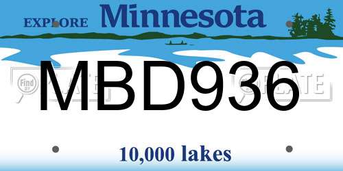 MBD936 Minnesota License Plate