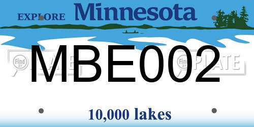 MBE002 Minnesota License Plate