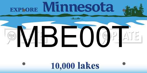 MBE00T Minnesota License Plate