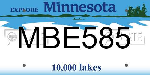MBE585 Minnesota License Plate