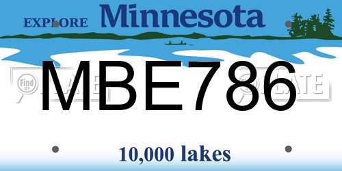 MBE786 Minnesota License Plate
