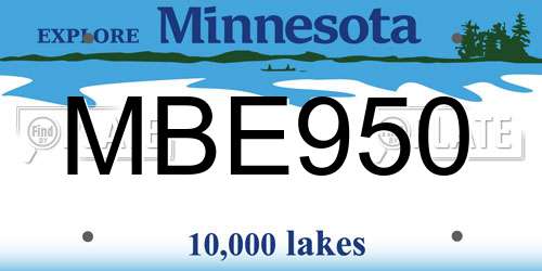 MBE950 Minnesota License Plate