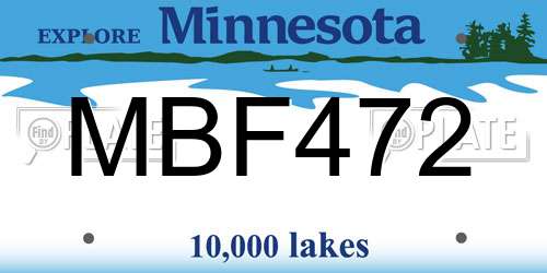 MBF472 Minnesota License Plate