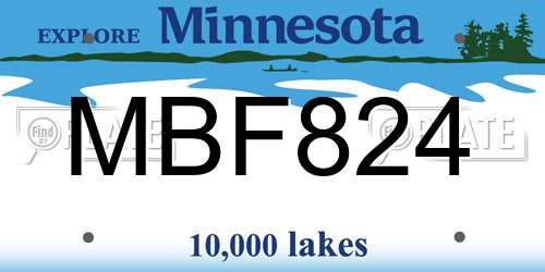 MBF824 Minnesota License Plate