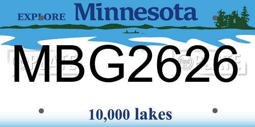 MBG2626 Minnesota License Plate