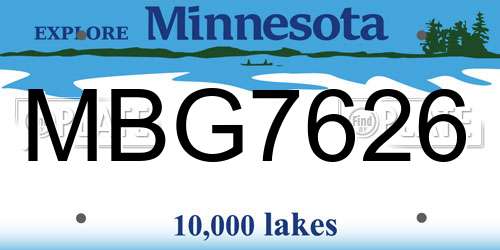 MBG7626 Minnesota License Plate