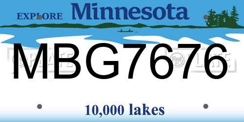 MBG7676 Minnesota License Plate