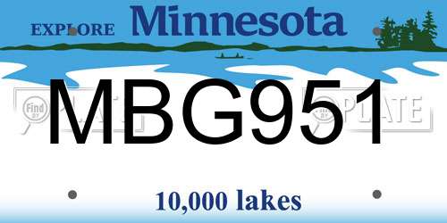 MBG951 Minnesota License Plate