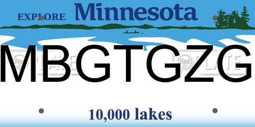 MBGTGZG Minnesota License Plate