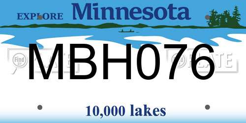 MBH076 Minnesota License Plate