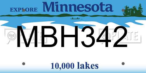 MBH342 Minnesota License Plate
