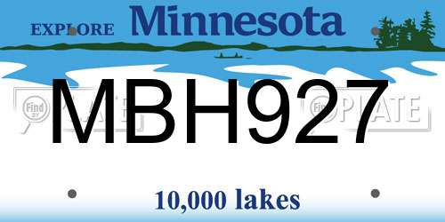 MBH927 Minnesota License Plate