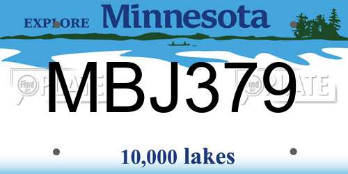 MBJ379 Minnesota License Plate
