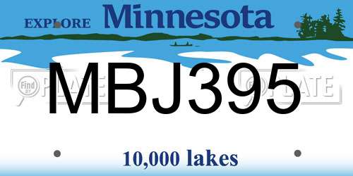 MBJ395 Minnesota License Plate