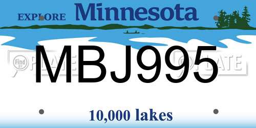 MBJ995 Minnesota License Plate