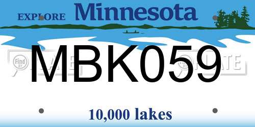 MBK059 Minnesota License Plate