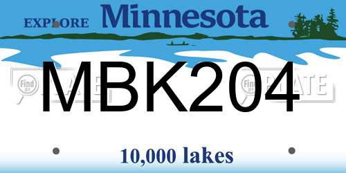 MBK204 Minnesota License Plate