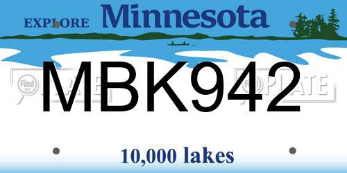 MBK942 Minnesota License Plate