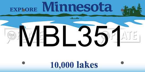 MBL351 Minnesota License Plate