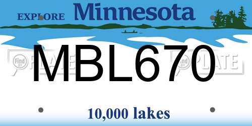 MBL670 Minnesota License Plate