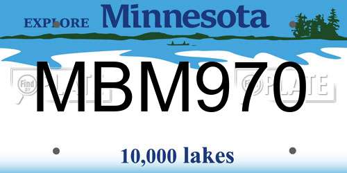 MBM970 Minnesota License Plate