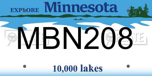 MBN208 Minnesota License Plate