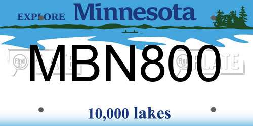 MBN800 Minnesota License Plate