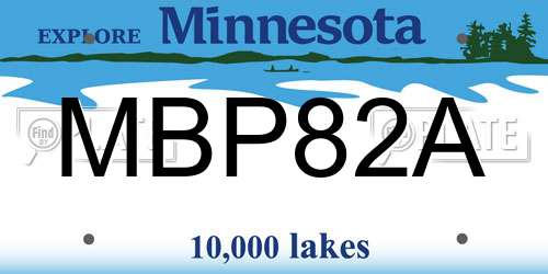 MBP82A Minnesota License Plate